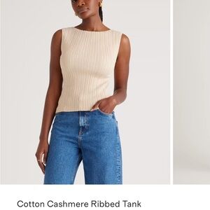 Quince Cream Cotton Cashmere Ribbed Tank Top